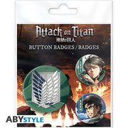 Attack on Titan Eren & Levi 3 Badge Pack image 1