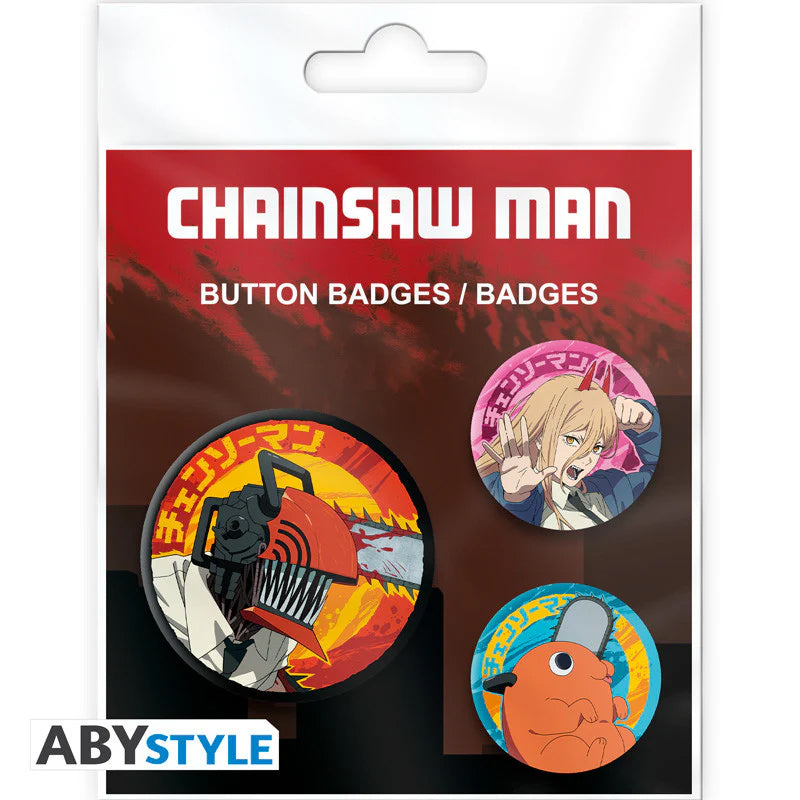 Chainsaw Man Denji Power Pochita 3 Badge Pack image 1