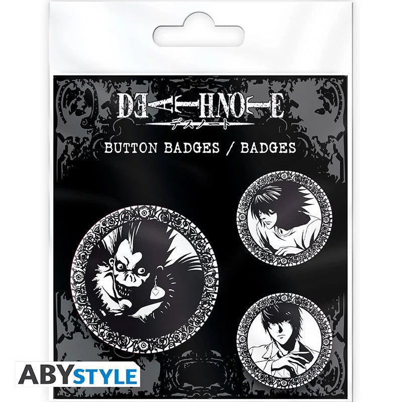 Death Note Light L & Ryuk 3 Badge Pack image 1